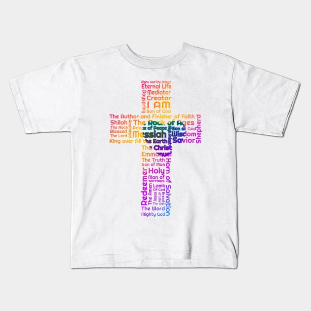 Names of Jesus Cross Kids T-Shirt by AlondraHanley